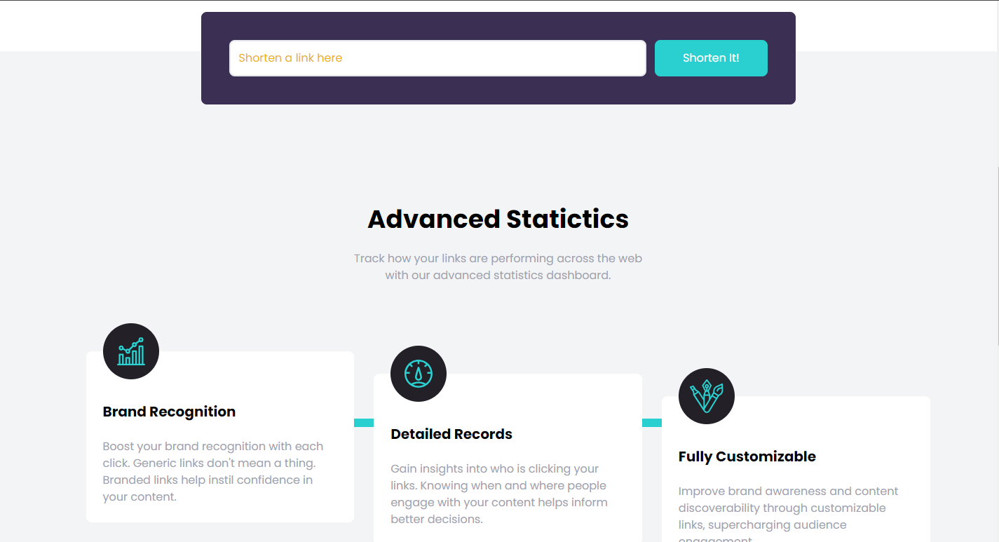 Shortly landing page